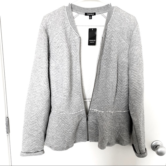 TORRID Gray Peplum Zip Up Fleece Jacket Size 2 - Picture 8 of 8